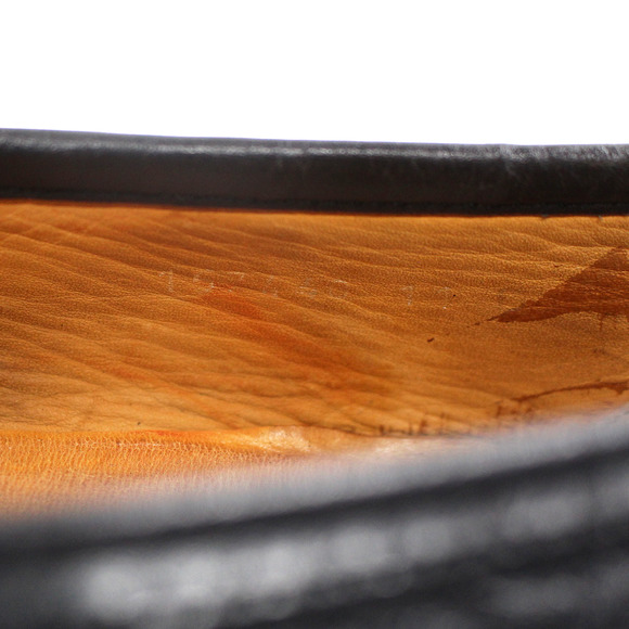 GUCCI Black Leather Web Silver Horsebit Loafers 11 Slip On Italian Almond Shoes - Picture 5 of 7